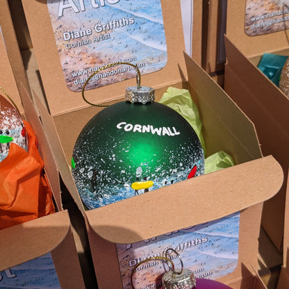 Hand Painted Bauble - Green - Cornwall