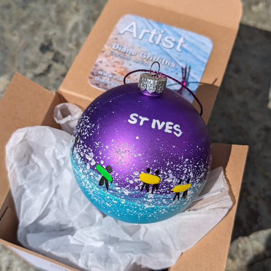 Hand Painted Bauble - Purple - St Ives