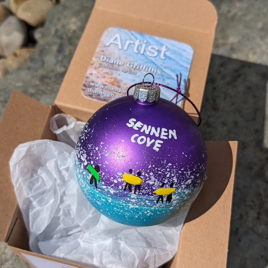 Hand Painted Bauble - Purple - Sennen Cove