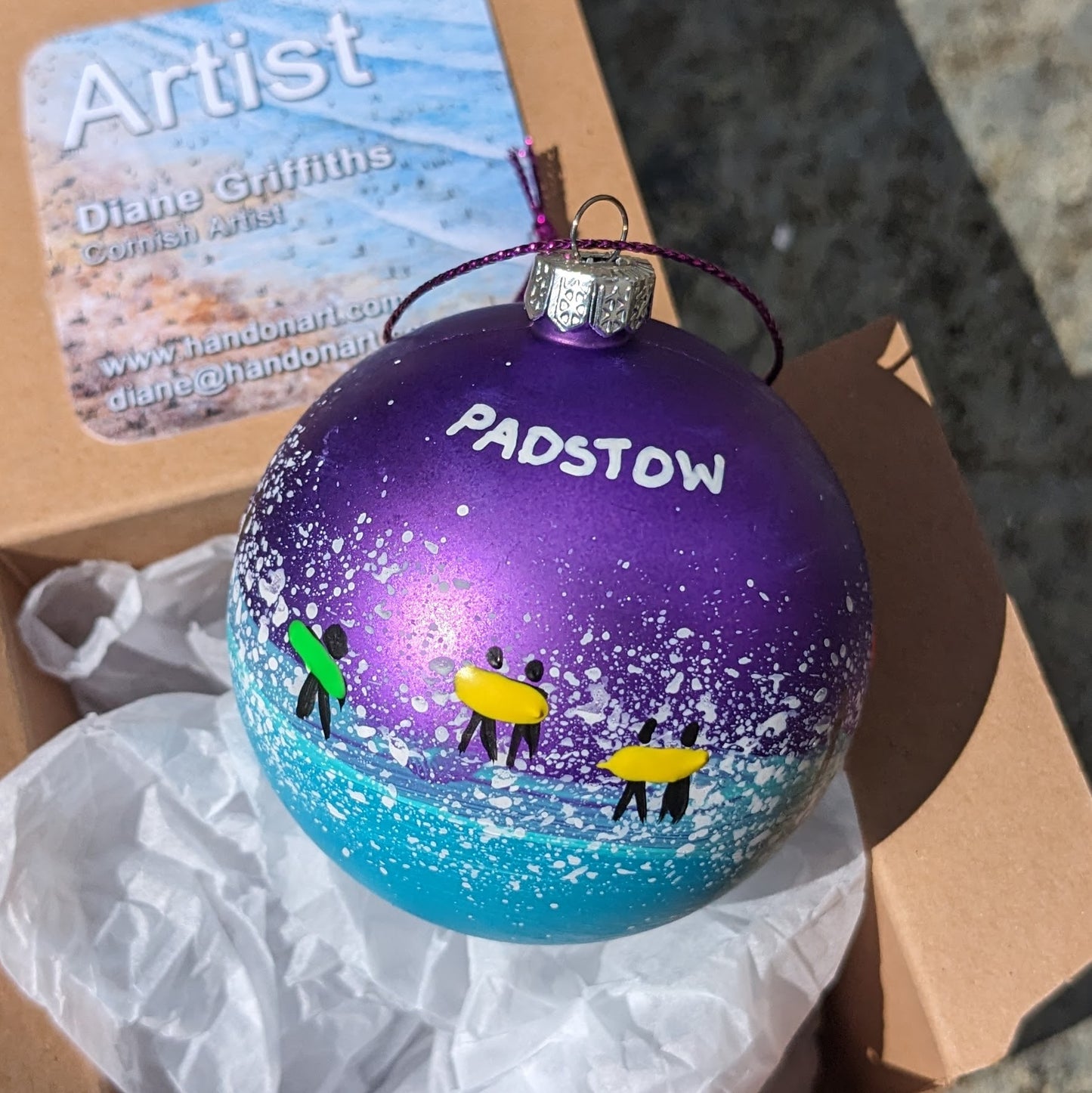 Hand Painted Bauble - Padstow - Choose Colour