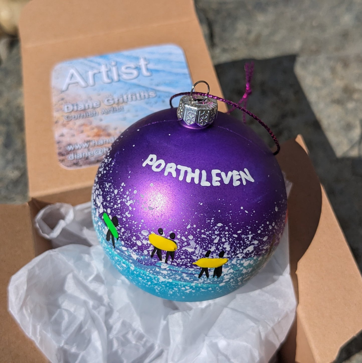 Hand Painted Bauble - Purple - Porthleven