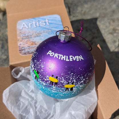 Hand Painted Bauble - Purple - Porthleven