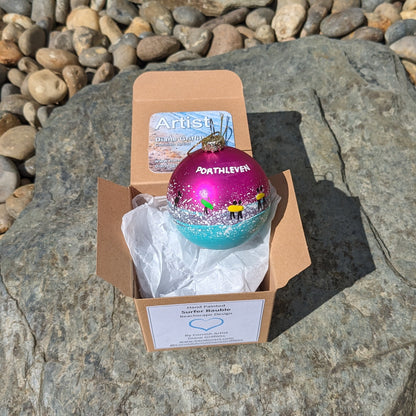 Hand Painted Bauble - Pink - Porthleven