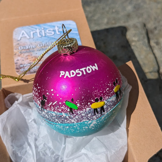 Hand Painted Bauble - Pink - Padstow