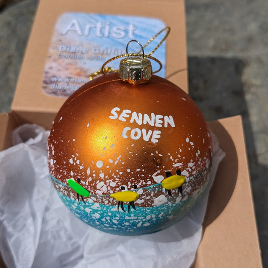 Hand Painted Bauble - Bronze - Sennen Cove