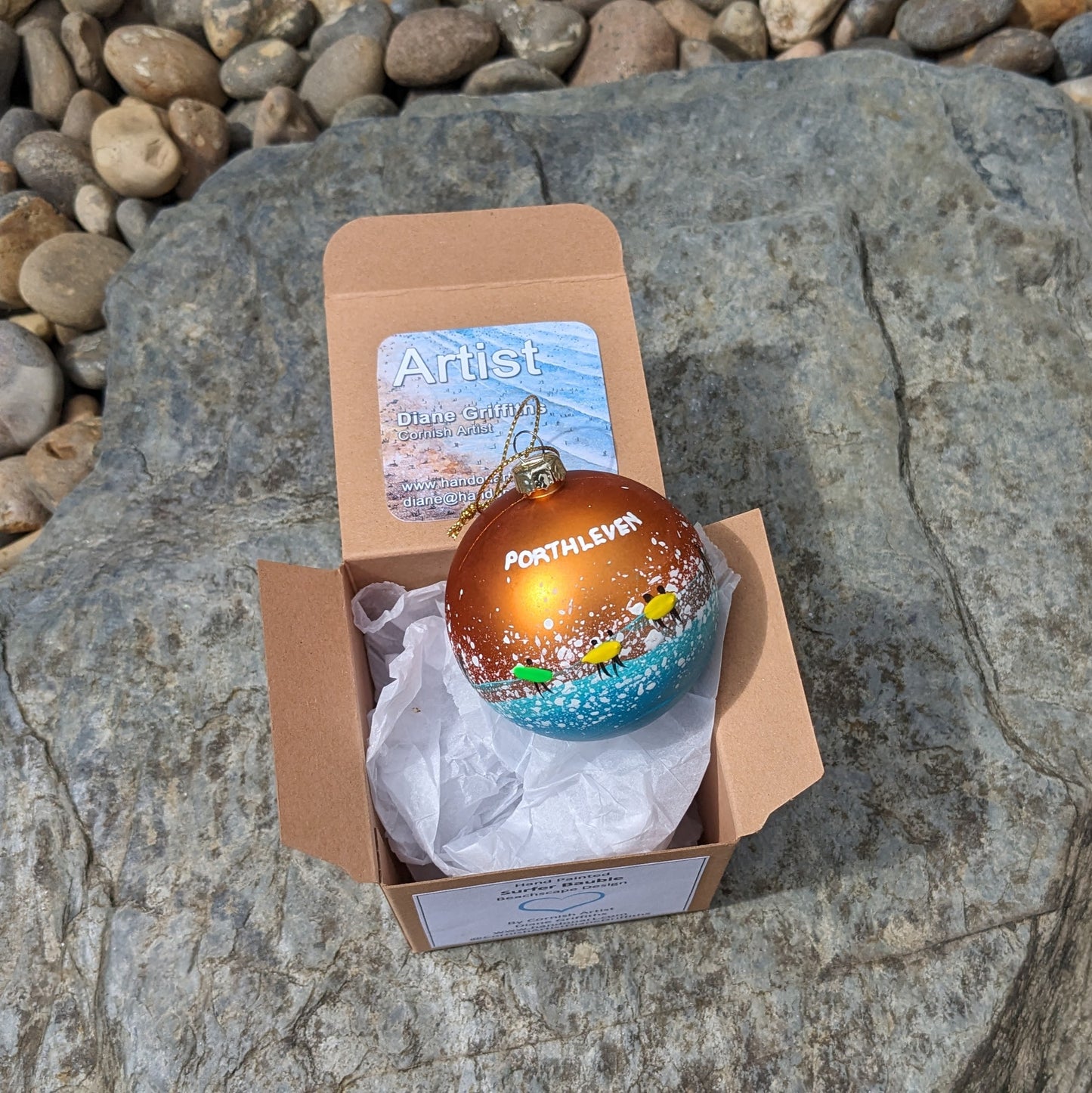 Hand Painted Bauble - Bronze - Porthleven