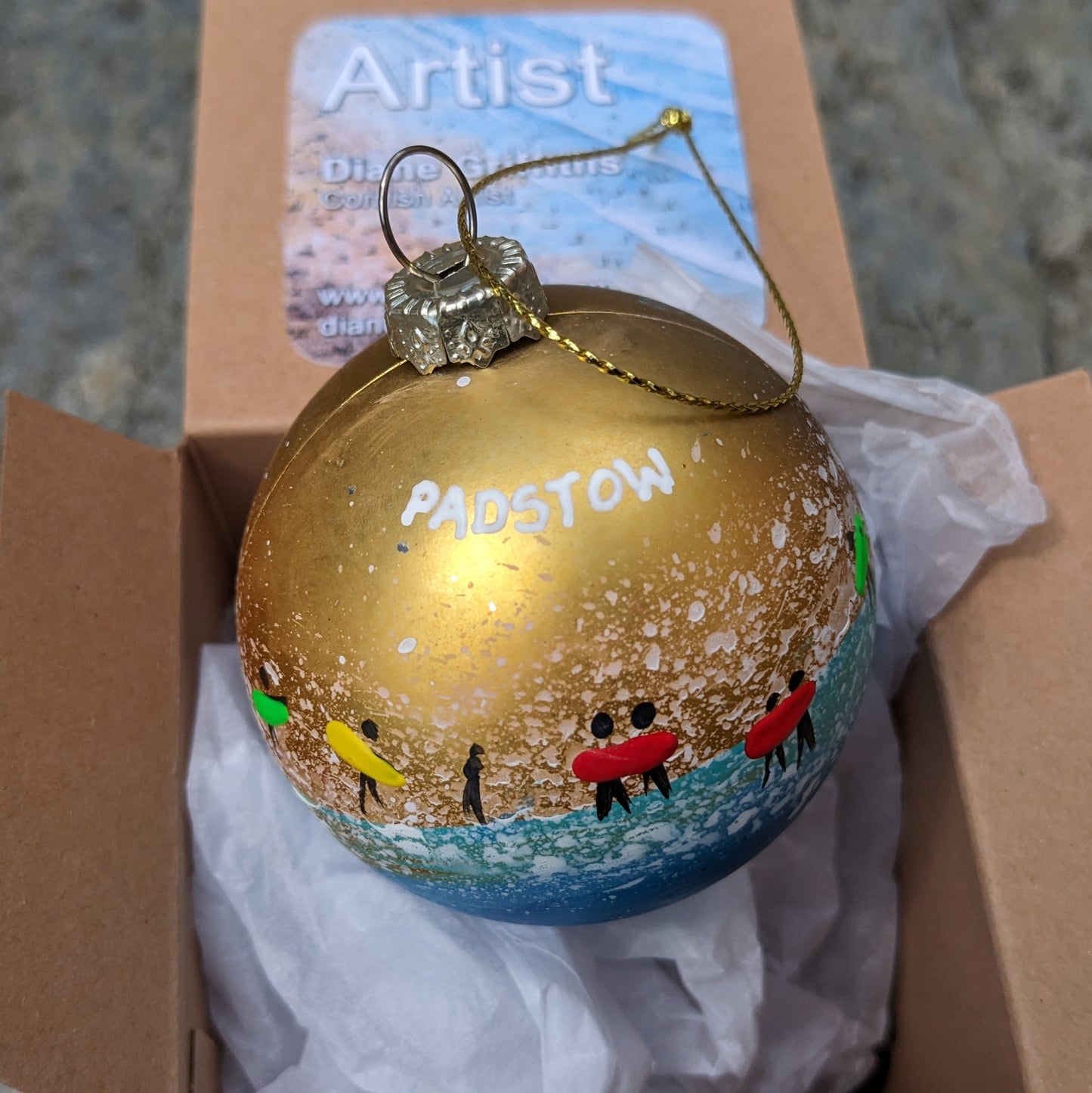 Hand Painted Bauble - Padstow - Choose Colour