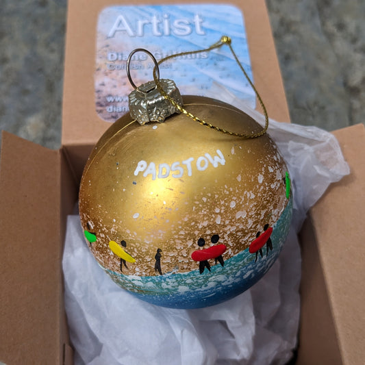 Hand Painted Bauble - Gold - Padstow