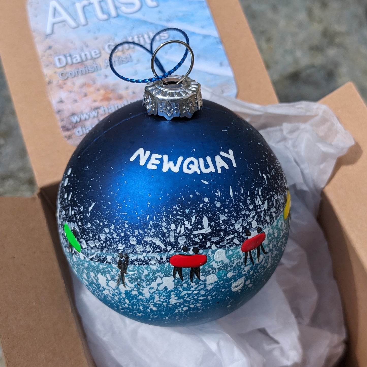 Hand Painted Bauble - Newquay - Choose Colour