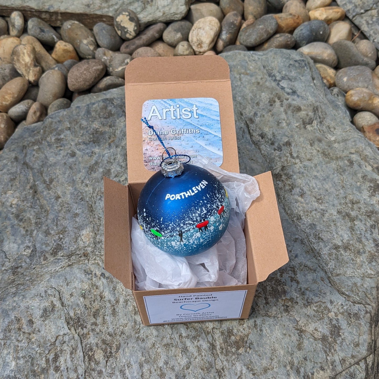 Hand Painted Bauble - Porthleven - Choose Colour