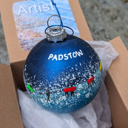 Hand Painted Bauble - Dark Blue - Padstow