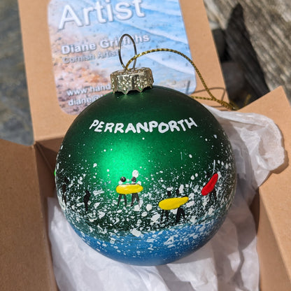 Hand Painted Bauble - Perranporth - Choose Colour