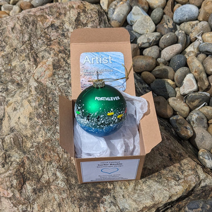 Hand Painted Bauble - Green - Porthleven