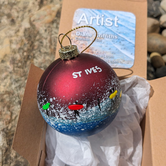 Hand Painted Bauble - Red - St Ives