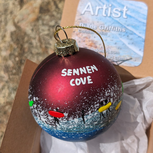 Hand Painted Bauble - Red - Sennen Cove