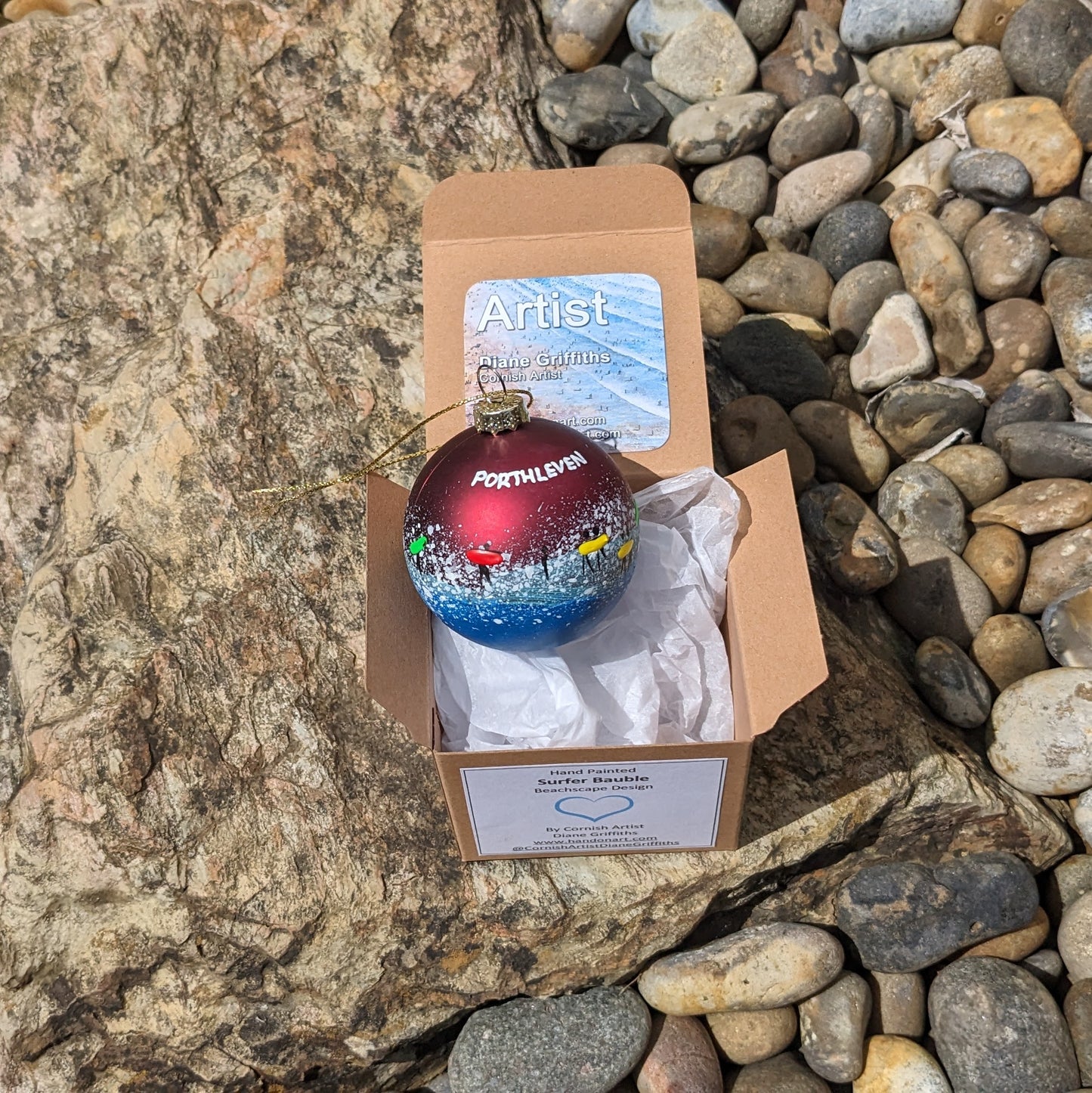 Hand Painted Bauble - Red - Porthleven