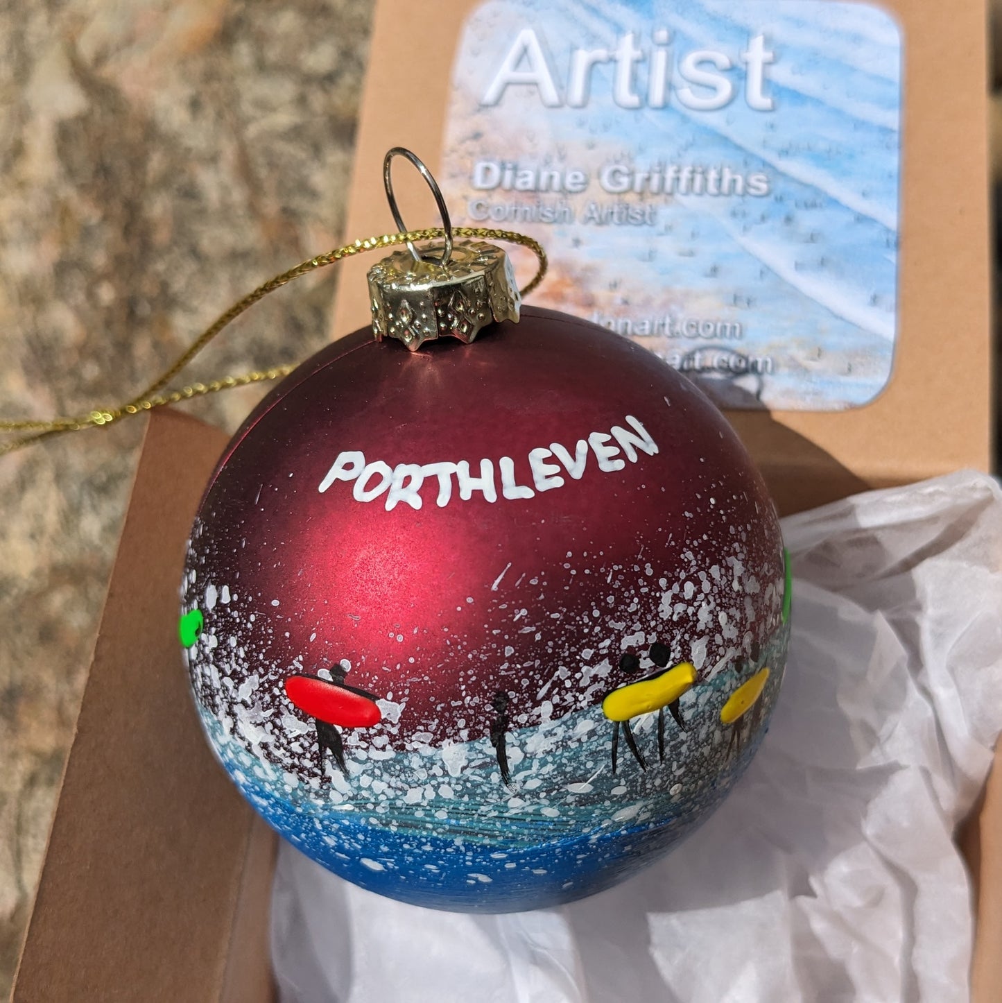 Hand Painted Bauble - Porthleven - Choose Colour