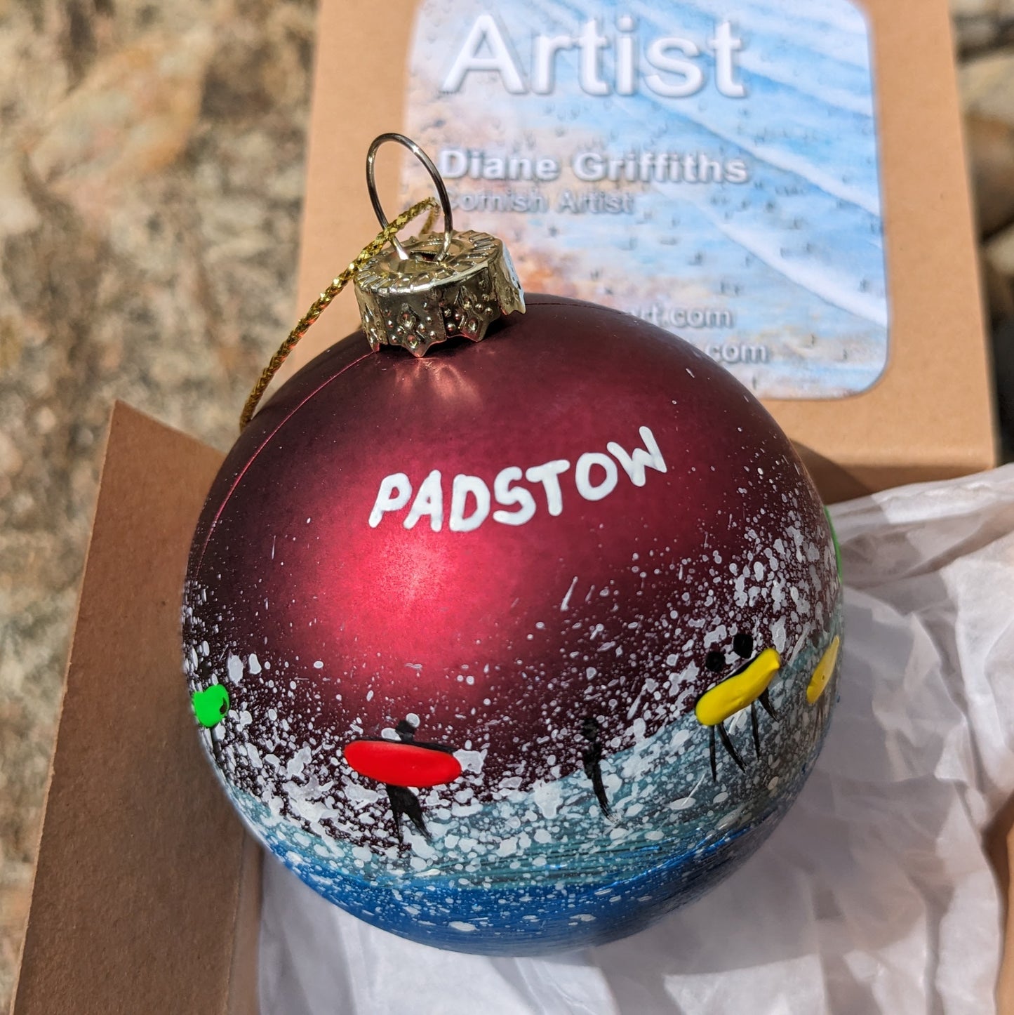 Hand Painted Bauble - Padstow - Choose Colour