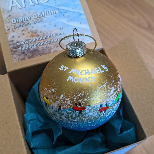 Hand Painted Bauble - Gold - St Michael's Mount