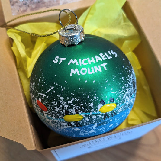 Hand Painted Bauble - Green - St Michael's Mount