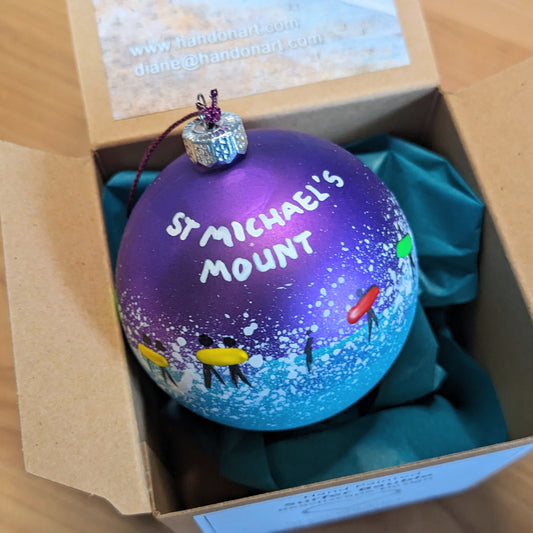 Hand Painted Bauble - Purple - St Michael's Mount