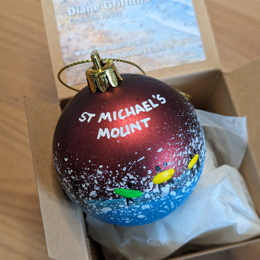 Hand Painted Bauble - Red - St Michael's Mount