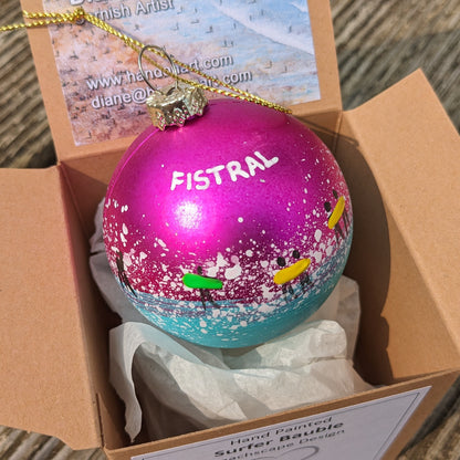 Hand Painted Bauble - Fistral - Choose Colour