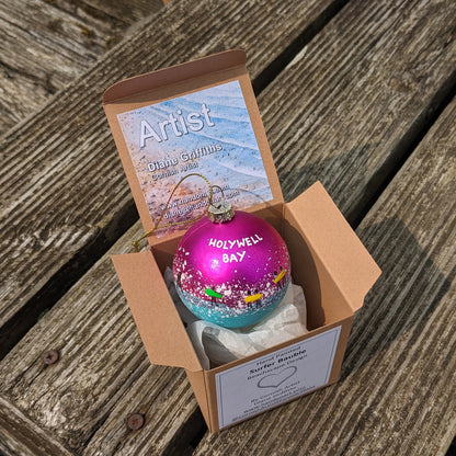 Hand Painted Bauble - Pink - Holywell Bay