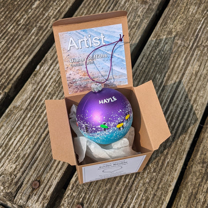 Hand Painted Bauble - Hayle - Choose Colour