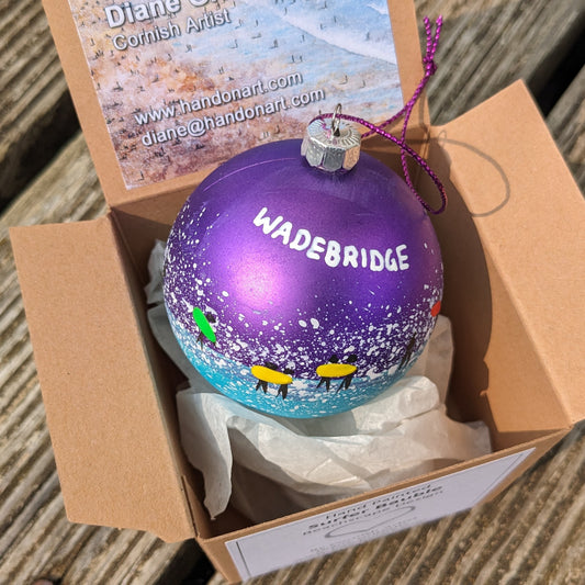 Hand Painted Bauble - Purple - Wadebridge