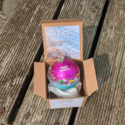 Hand Painted Bauble - Pink - Praa Sands