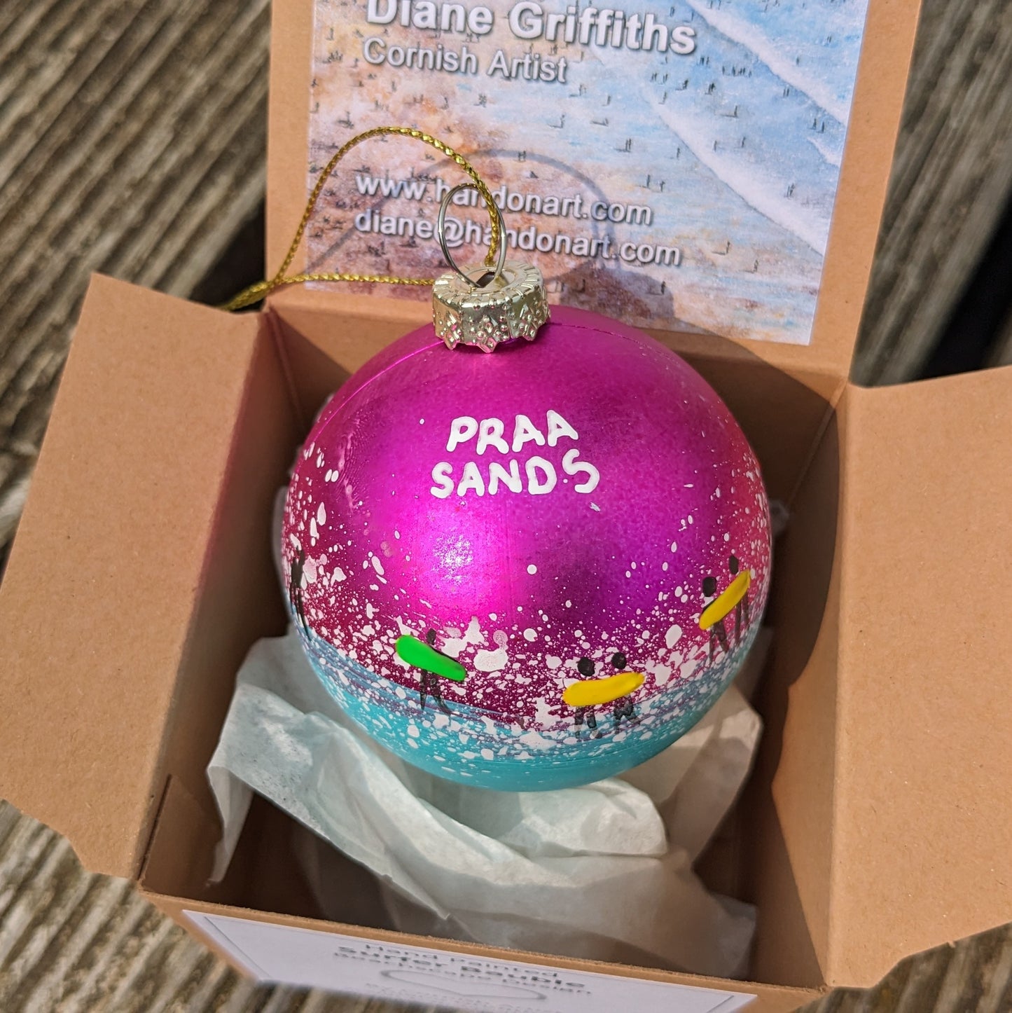 Hand Painted Bauble - Pink - Praa Sands