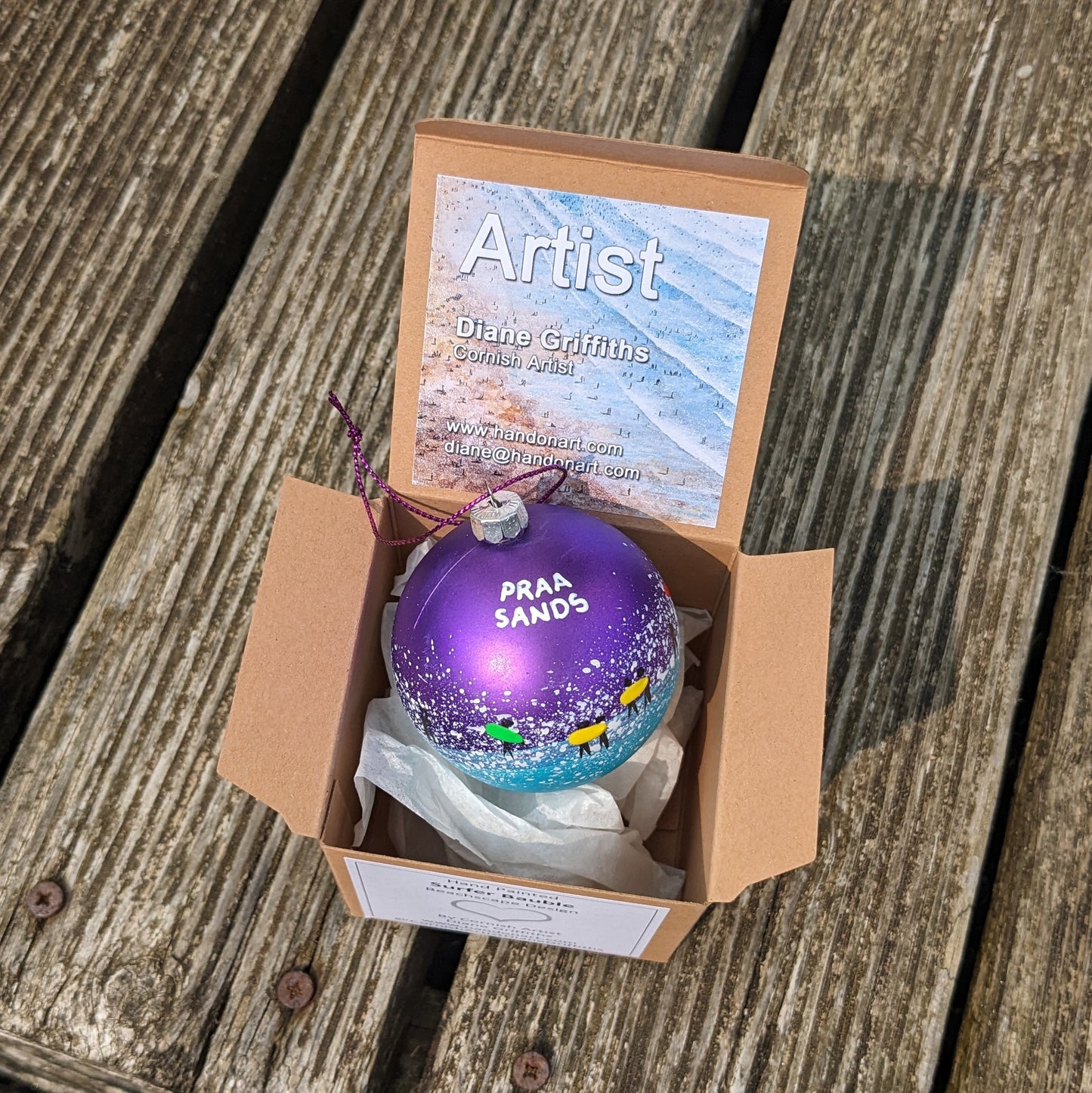 Hand Painted Bauble - Purple - Praa Sands