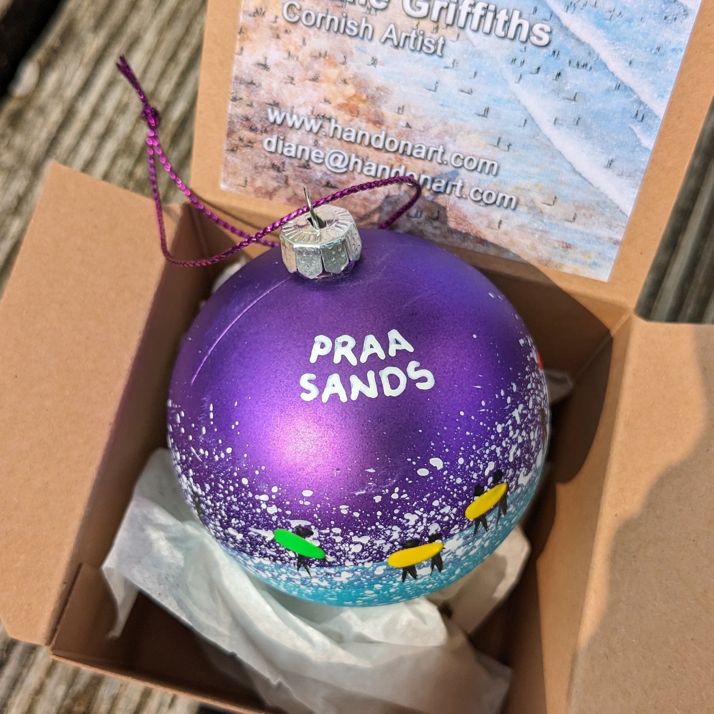 Hand Painted Bauble - Purple - Praa Sands