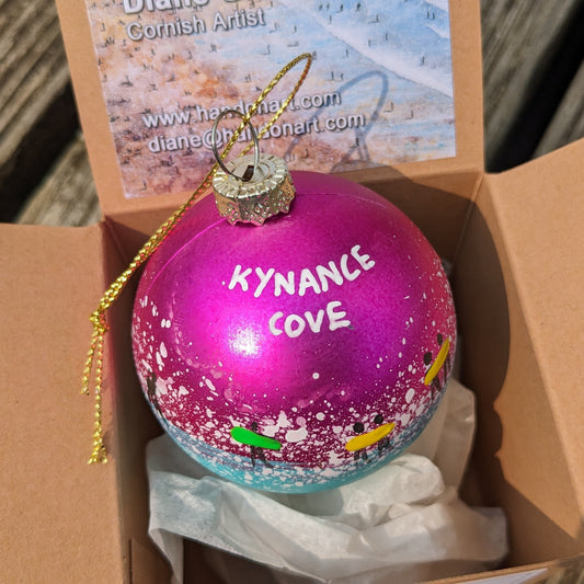 Hand Painted Bauble - Pink - Kynance Cove