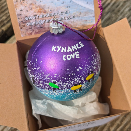 Hand Painted Bauble - Purple - Kynance Cove