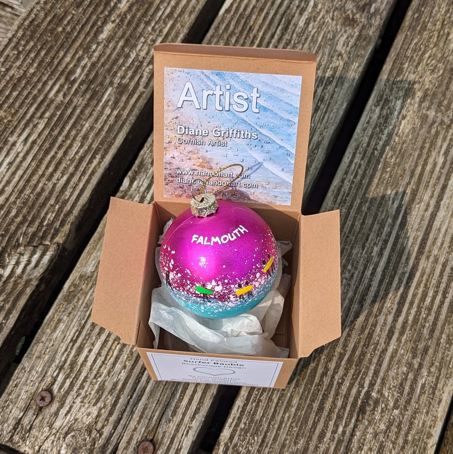 Hand Painted Bauble - Falmouth - Choose Colour