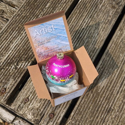 Hand Painted Bauble - Pink - Porthcurno