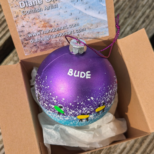 Hand Painted Bauble - Purple - Bude