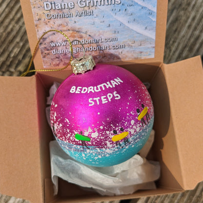 Hand Painted Bauble - Bedruthan Steps - Choose Colour