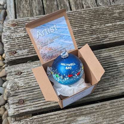 Hand Painted Bauble - Dark Blue - Holywell Bay