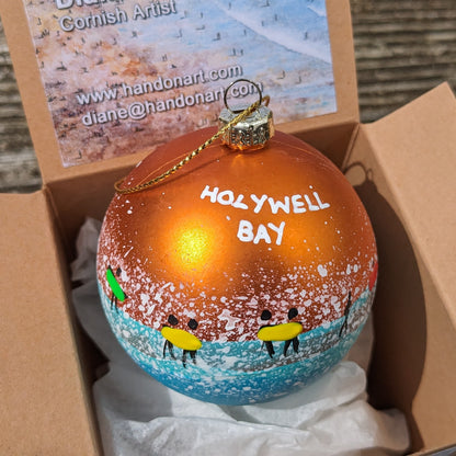 Hand Painted Bauble - Bronze - Holywell