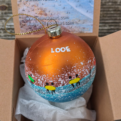 Hand Painted Bauble - Looe - Choose Colour