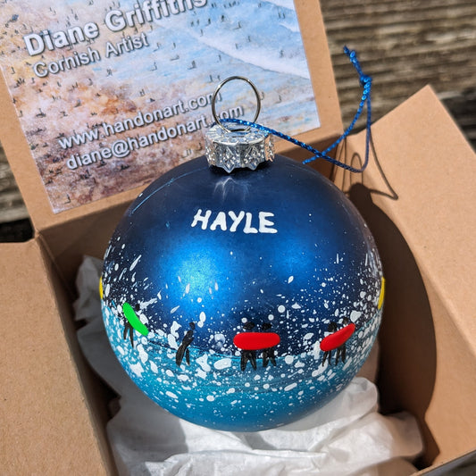 Hand Painted Bauble - Dark Blue - Hayle