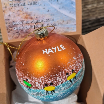 Hand Painted Bauble - Hayle - Choose Colour