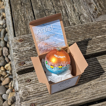 Hand Painted Bauble - Bronze - Polzeath