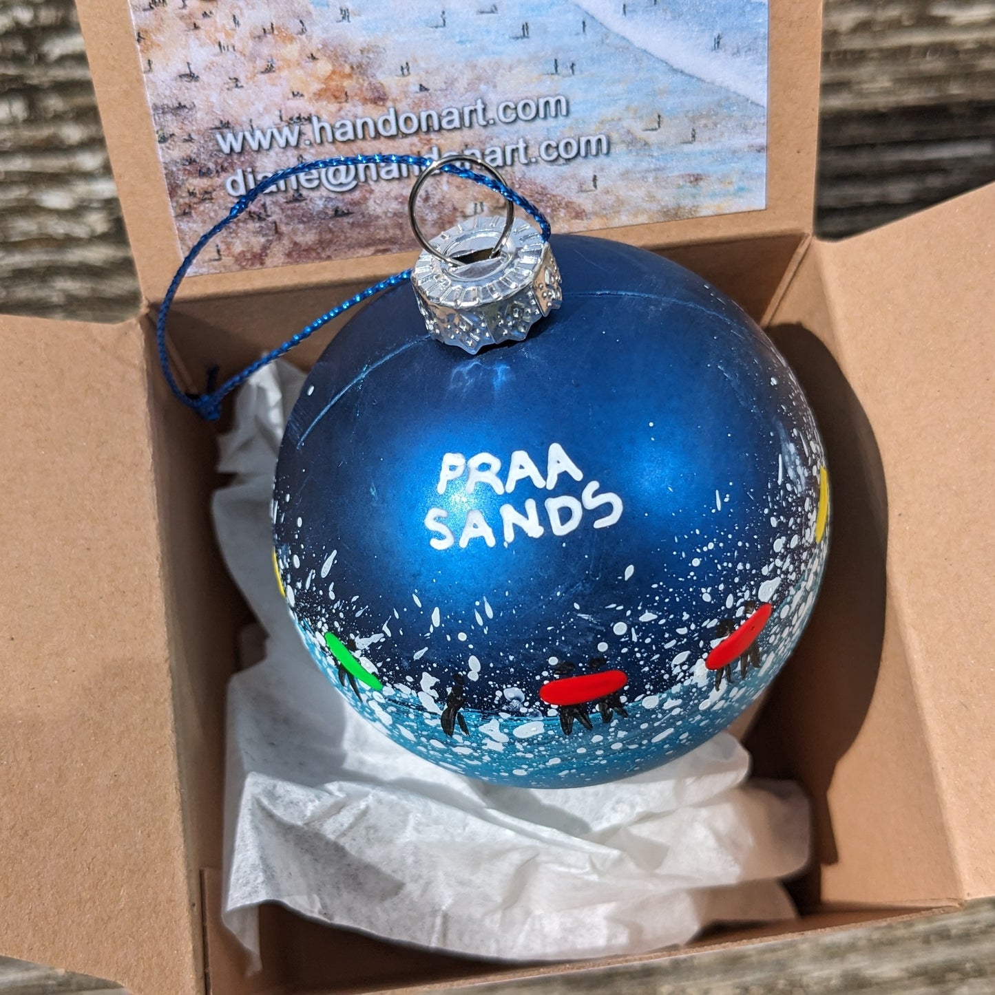 Hand Painted Bauble - Praa Sands - Choose Colour