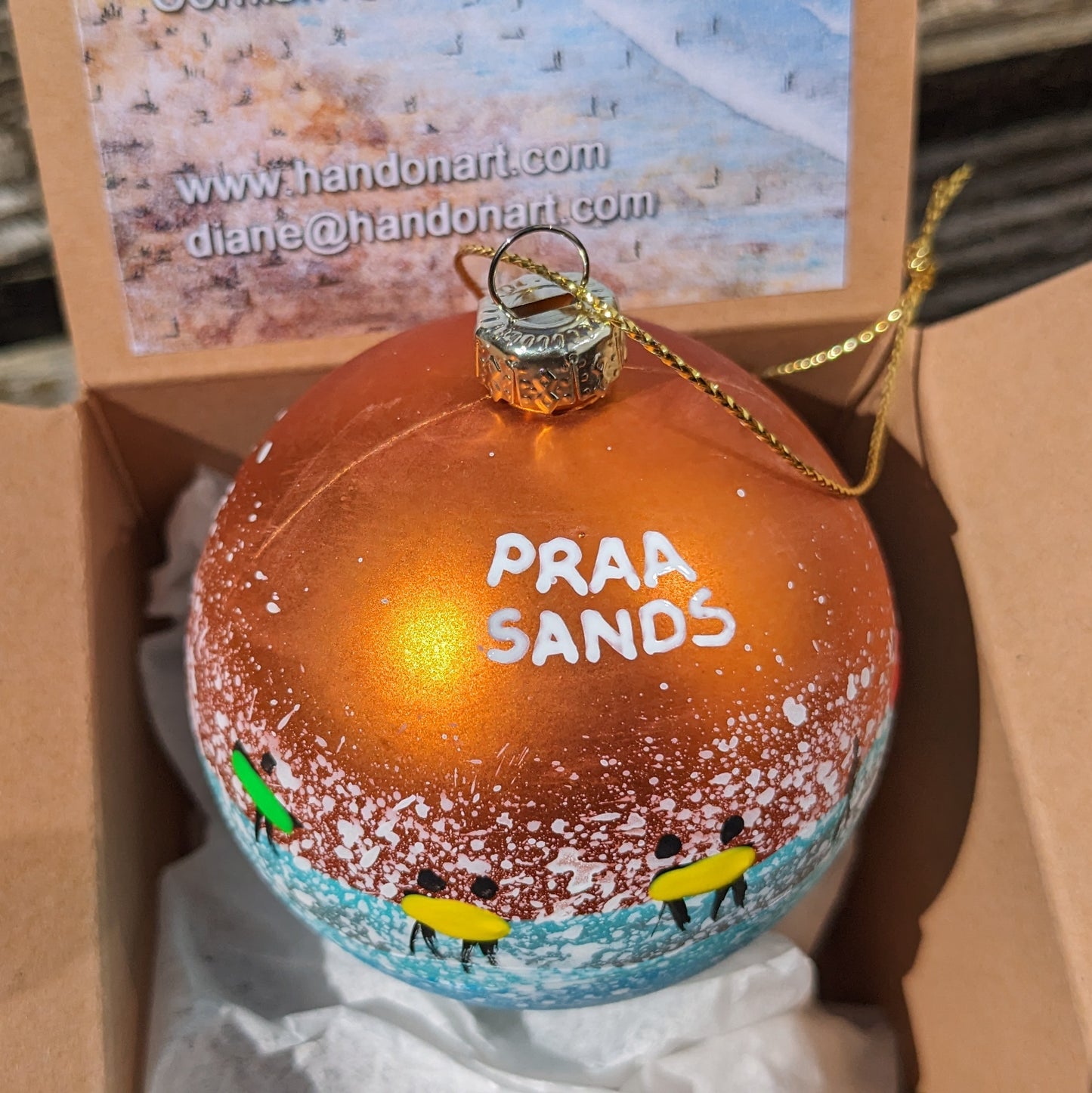 Hand Painted Bauble - Bronze - Praa Sands