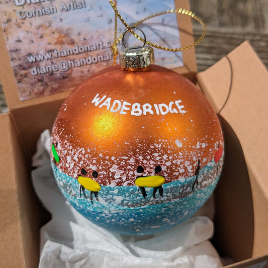 Hand Painted Bauble - Bronze - Wadebridge