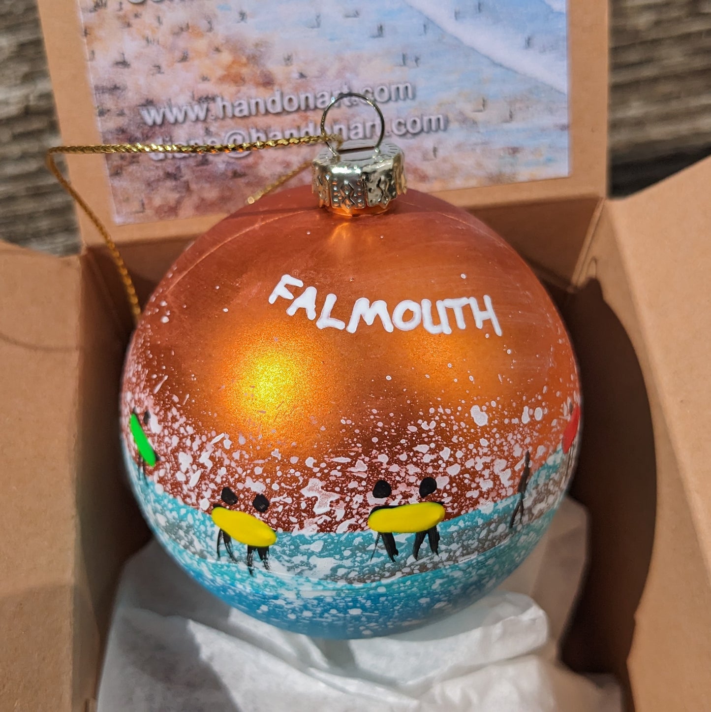 Hand Painted Bauble - Falmouth - Choose Colour